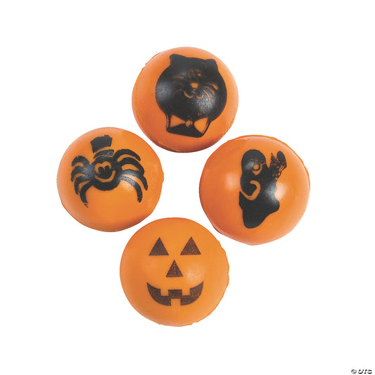 1" (25mm) Bulk 48 Pc. Mini Orange Halloween Characters Bouncy Balls