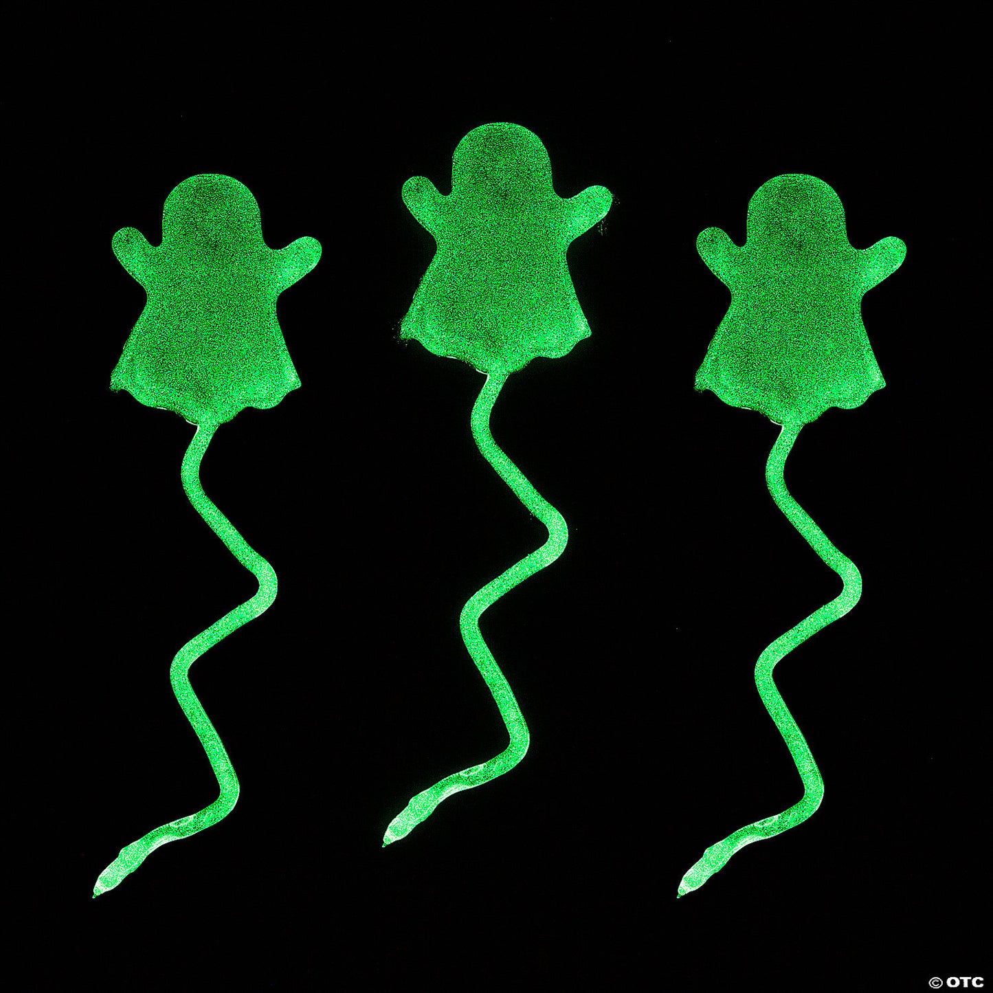 72 Piece(s): 1 3/4 x 8" Bulk Glow-in-the-Dark Sticky Ghosts on String - 72 Pc. | USA Decoration®