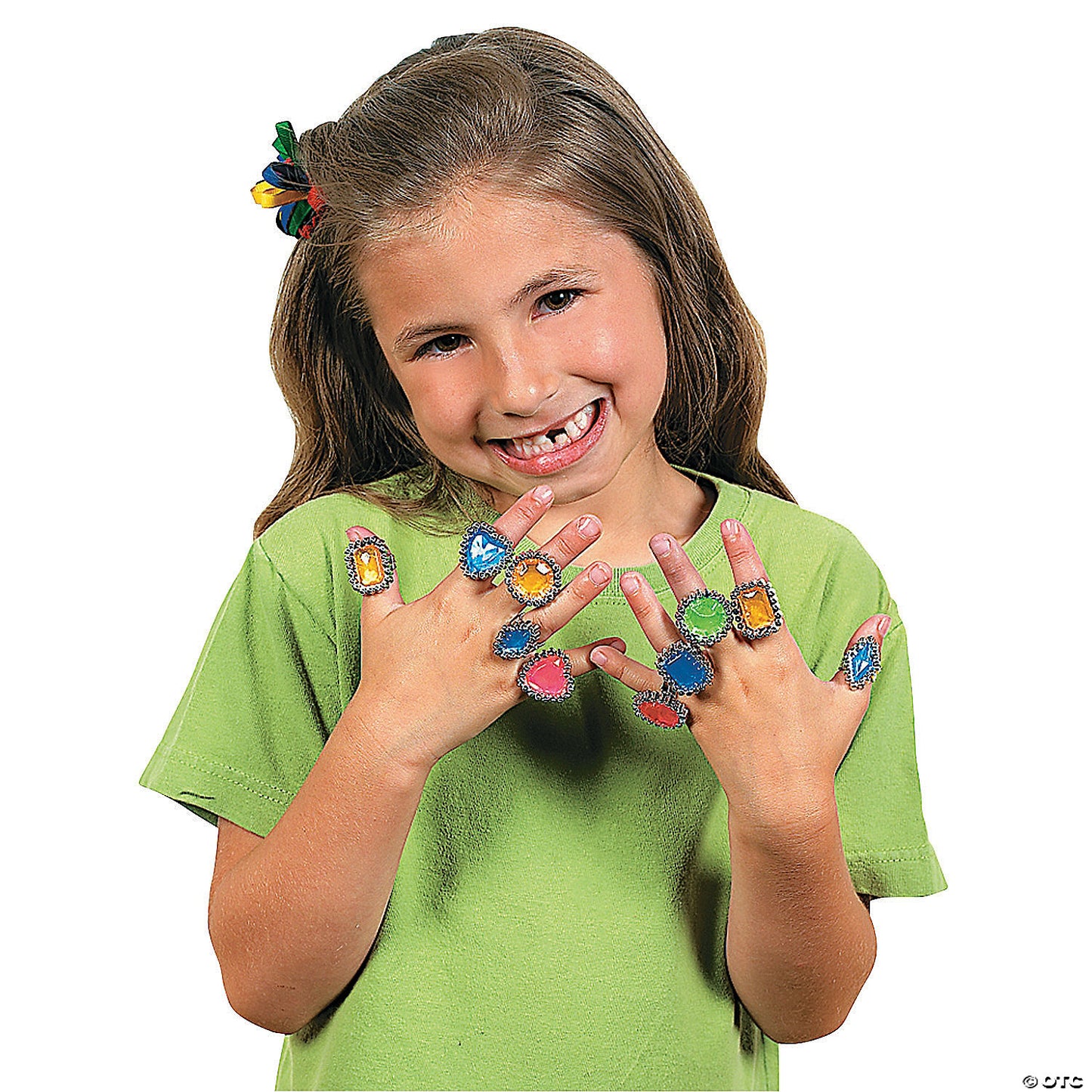 1" Bulk 72 Pc. Purple, Blue, Green Yellow Colorful Plastic Rhinestone Rings | USA Decoration®
