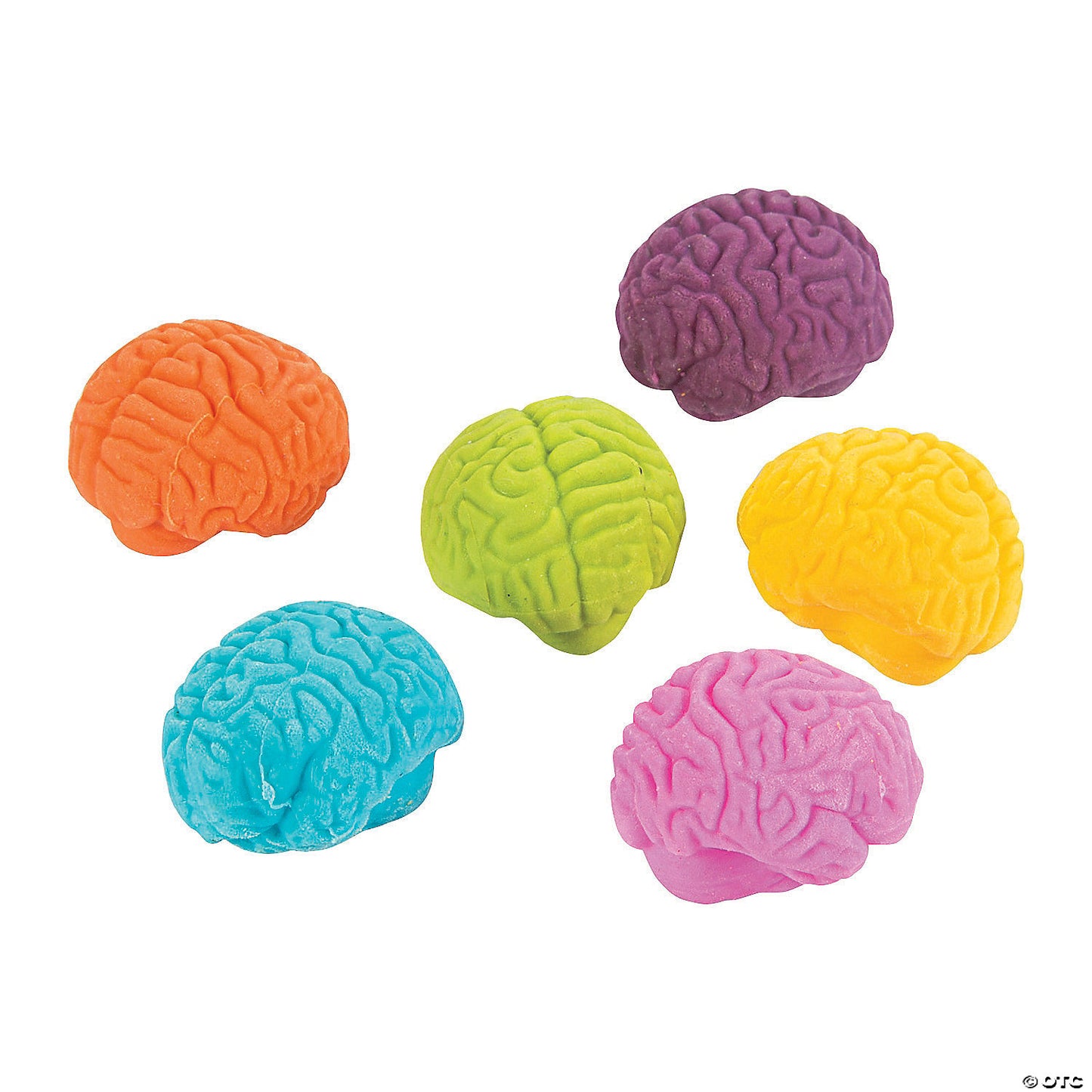 1" Mini Halloween Bright Colors Brain-Shaped Eraser Handouts - 24 Pc.