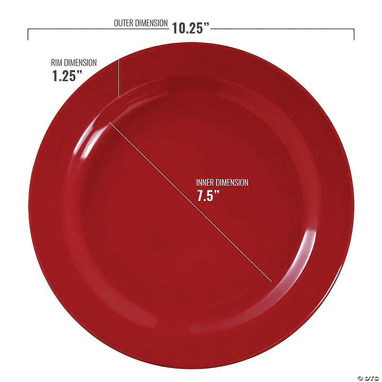 10.25" Solid Red Holiday Round Disposable Plastic Dinner Plates (50 Plates)