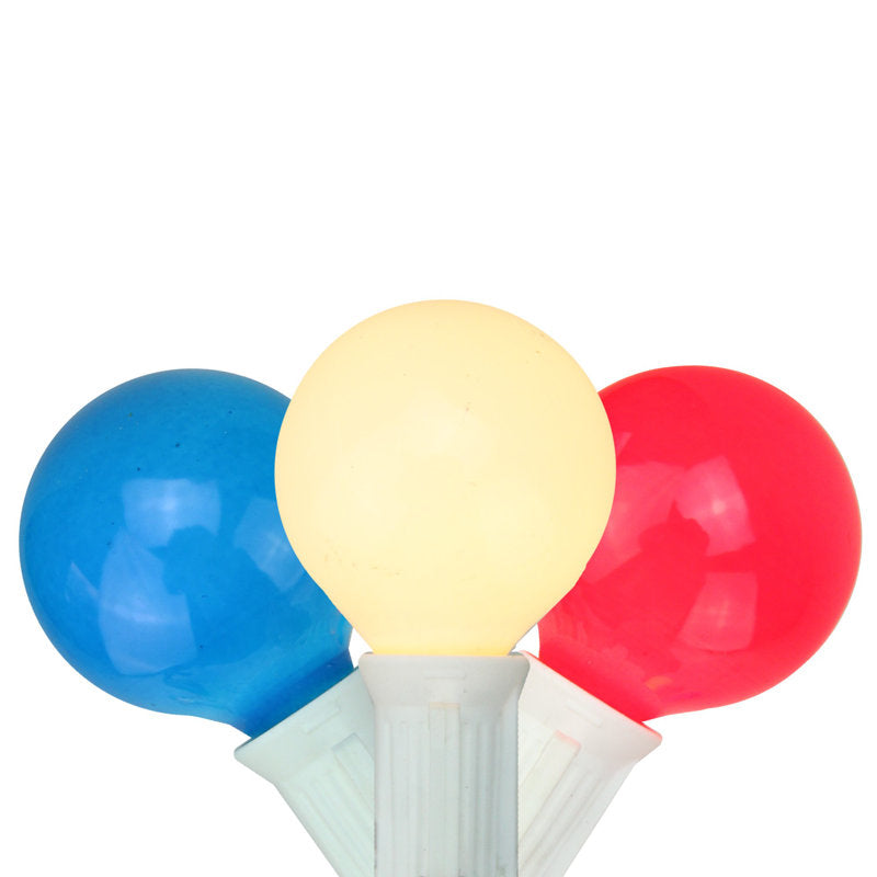 10-Count Red White and Blue G40 Globe Christmas Light Set 9ft White Wire