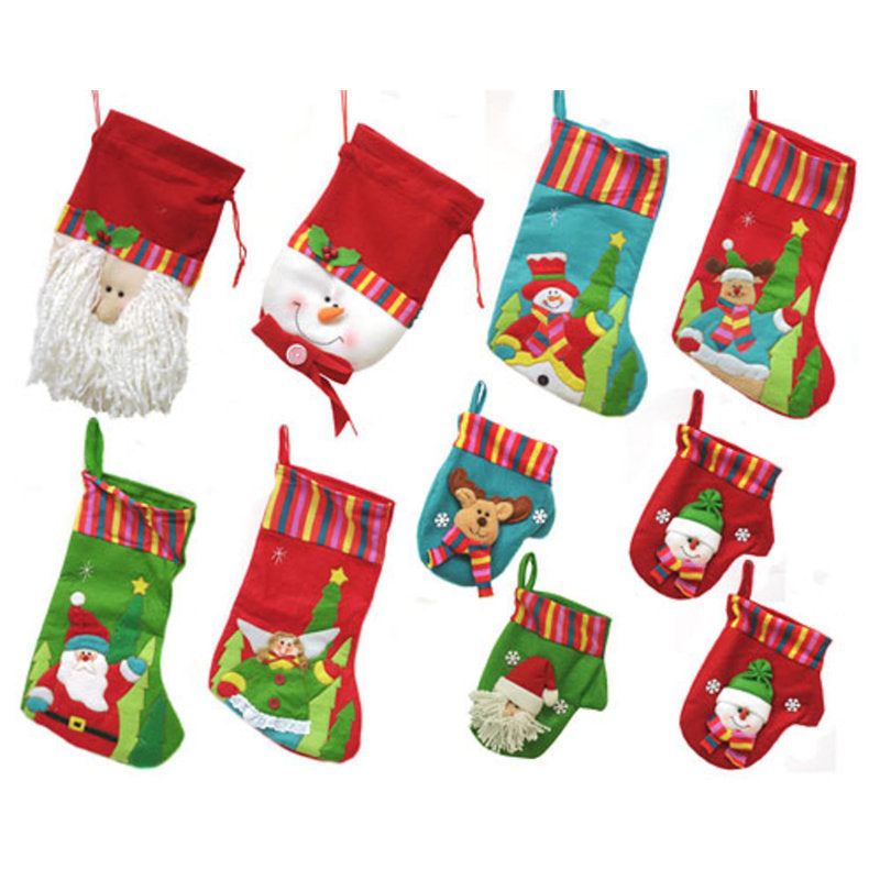 10-Piece Winter Wonderland Christmas Stocking and Novelty Gift Bag Set