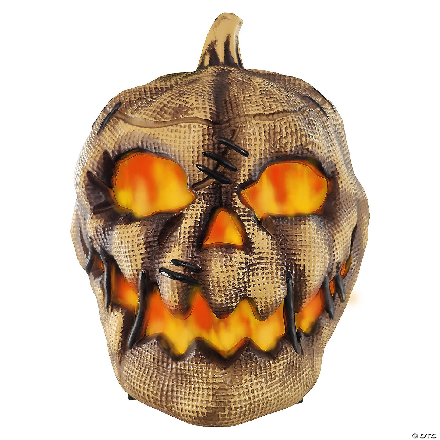 10" Animated Flaming Burlap Pumpkin Halloween Decoration | USA Decoration®