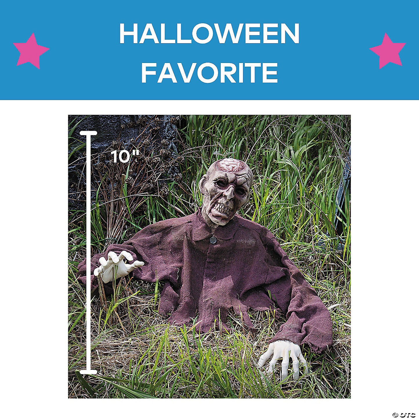 10" Brain Zombie Groundbreaker Foam Halloween Outdoor Decoration | USA Decoration®