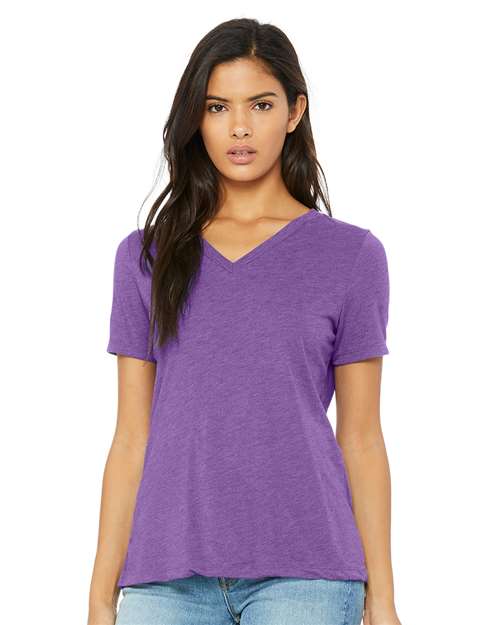 Women's Relaxed Triblend Short Sleeve V-Neck Tee | USA Decoration