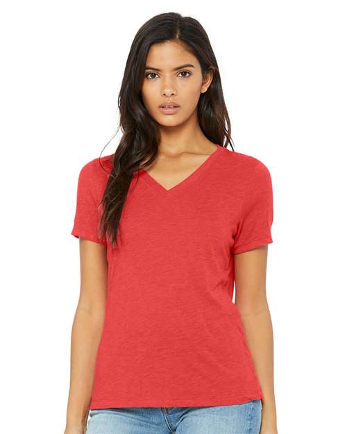Women's Relaxed Triblend Short Sleeve V-Neck Tee | USA Decoration