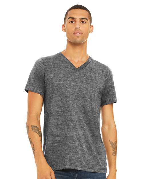 Textured Jersey V-Neck Tee | USA Decoration