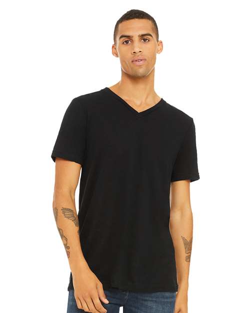 Textured Jersey V-Neck Tee | USA Decoration