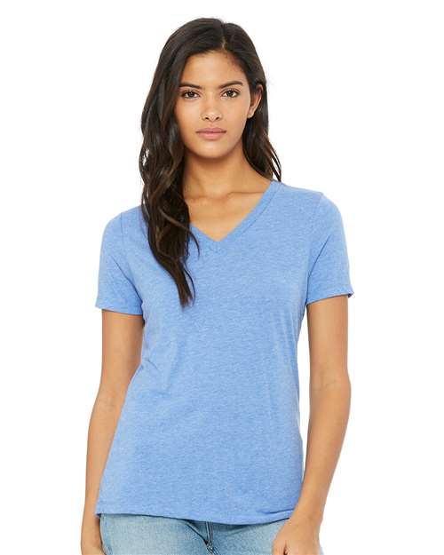 Women's Relaxed Triblend Short Sleeve V-Neck Tee | USA Decoration