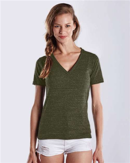 Women's V-Neck Overdyed Tee | USA Decoration