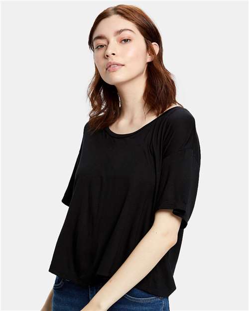 Women's Boxy Open Neck Tee | USA Decoration