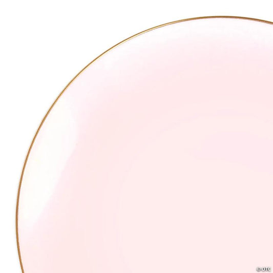 10.25" Pink with Gold Organic Round Disposable Plastic Dinner Plates (40 Plates) | USA Decoration®