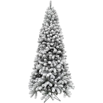 Unlit 6.5-ft Alaskan pine Flocked White Artificial Christmas Tree | USA Decoration®