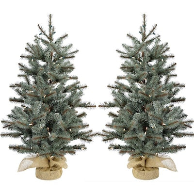 4-ft Pine Pre-lit Artificial Christmas Tree with White LED Lights | USA Decoration®