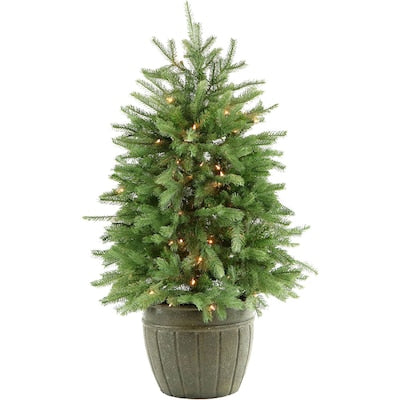(no cinematic universe) 4.0-ft Pine Pre-lit Artificial Christmas Tree with White Incandescent Lights | USA Decoration®