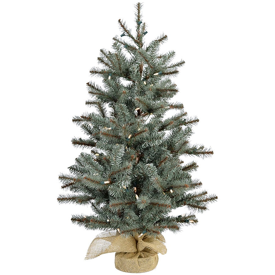 (no cinematic universe) 3-ft Pine Pre-lit Artificial Christmas Tree with White LED Lights | USA Decoration®
