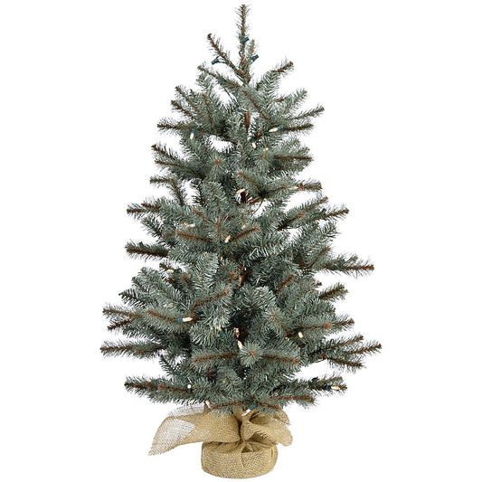 (no cinematic universe) 3-ft Pine Pre-lit Artificial Christmas Tree with White LED Lights | USA Decoration®