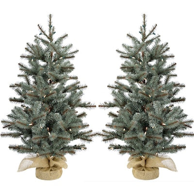 3-ft Pine Pre-lit Artificial Christmas Tree with White LED Lights | USA Decoration®