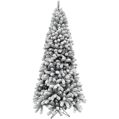 Unlit 7.5-ft Alaskan flocked Flocked White Artificial Christmas Tree | USA Decoration®
