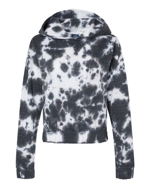 Women's Sueded Fleece Tie-Dyed Crop Hooded Sweatshirt | USA Decoration