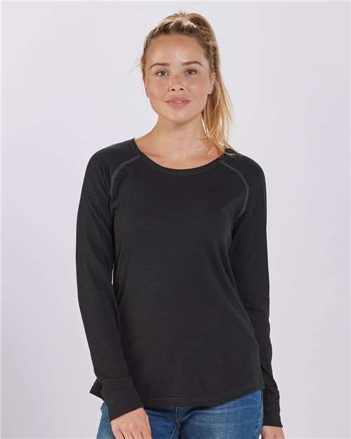 Women's Solid Preppy Patch Long Sleeve T-Shirt | USA Decoration
