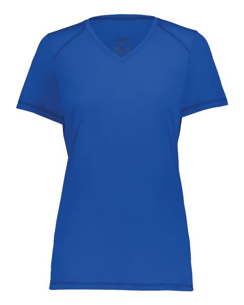 Women's Super Soft-Spun Poly V-Neck T-Shirt | USA Decoration