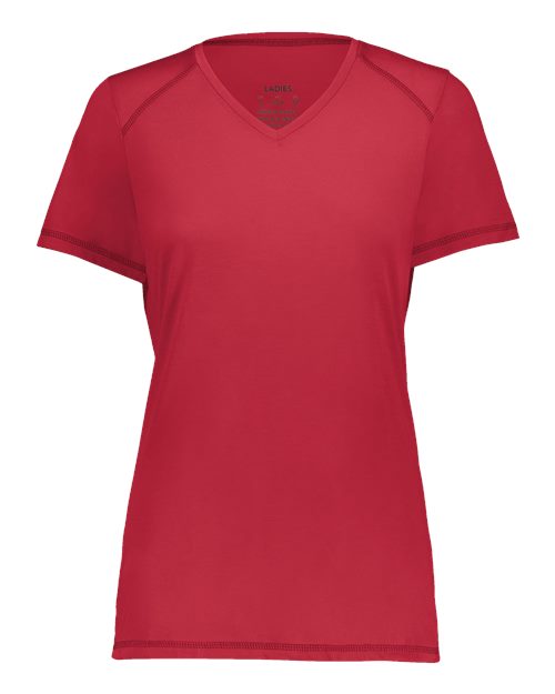 Women's Super Soft-Spun Poly V-Neck T-Shirt | USA Decoration