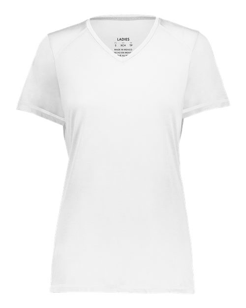 Women's Super Soft-Spun Poly V-Neck T-Shirt | USA Decoration