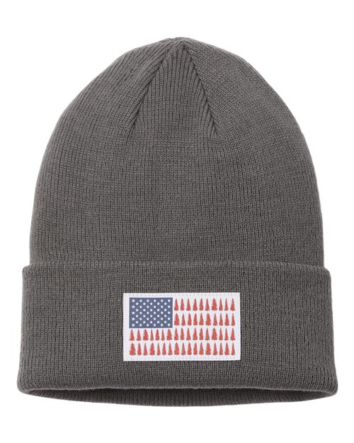 Columbia Tree Flag™ Cuffed Beanie | USA Decoration | 100% Acrylic | Stretch Fit Knit Hat | Folded Columbia Logo