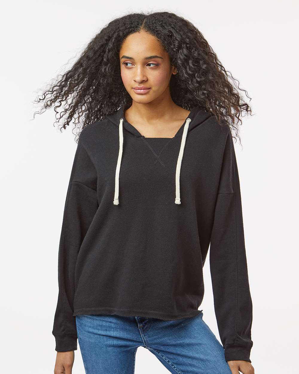 Women's Angel Fleece Crop Hooded Sweatshirt | USA Decoration