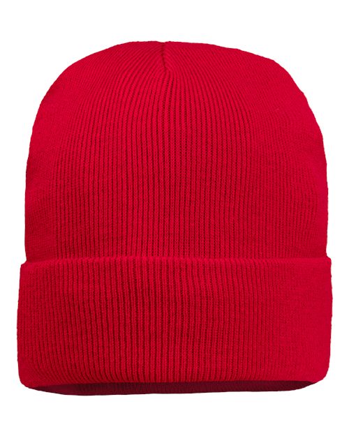 12" Jersey-Lined Cuffed Beanie by USA Decoration | Acrylic Knit Hat with Soft Jersey Interior