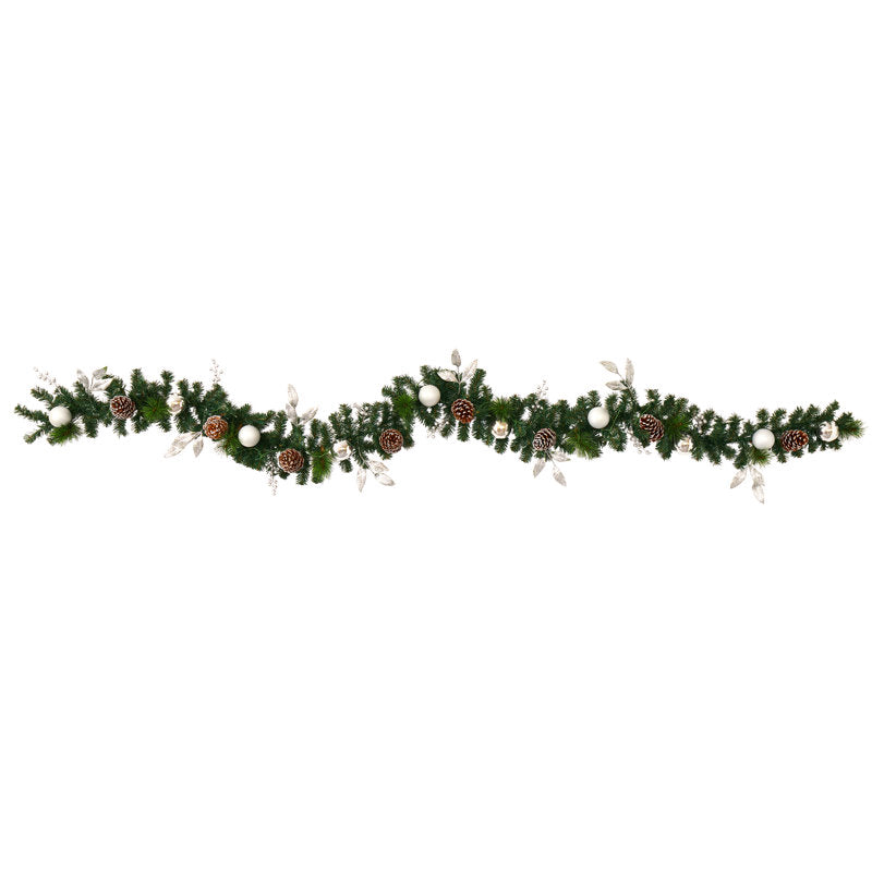 Real Touch Artificial Norfolk Pine Christmas Garland framing a front door