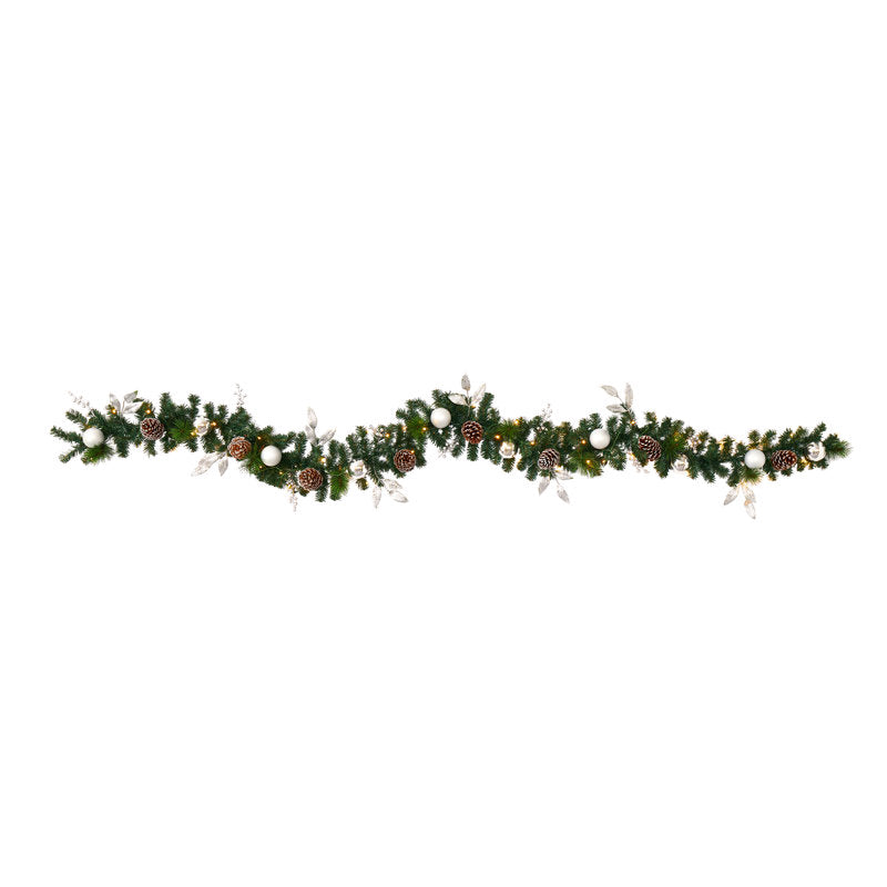 Real Touch Artificial Norfolk Pine Christmas Garland framing a front door