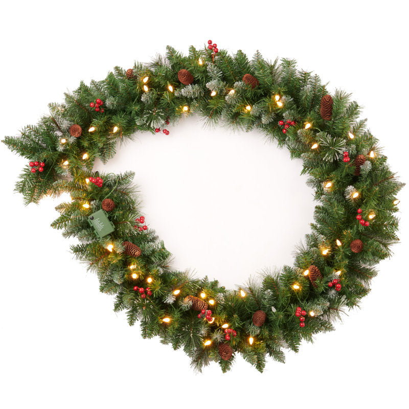 6 ft Christmas Garland styled along a festive mantel