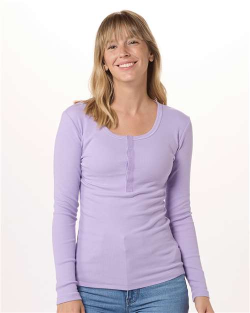 Women's Harper Long Sleeve Henley | USA Decoration