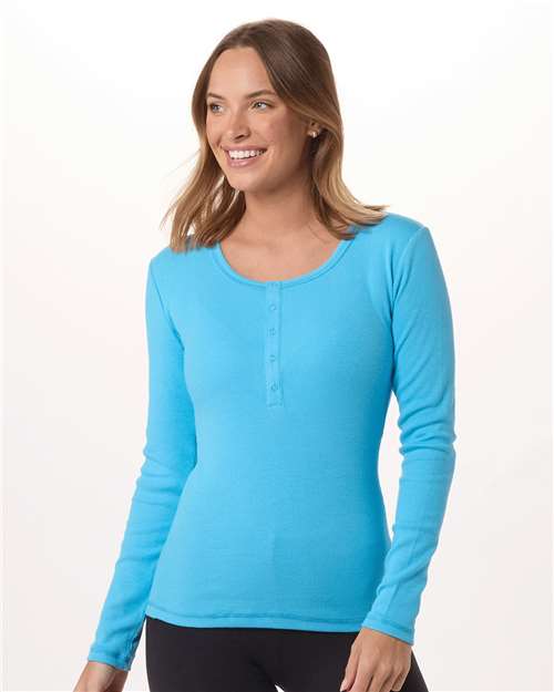 Women's Harper Long Sleeve Henley | USA Decoration