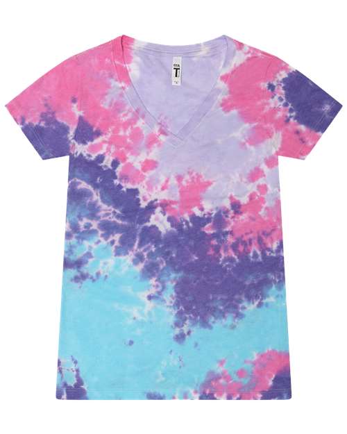 Women's Tie-Dyed V-Neck T-Shirt | USA Decoration