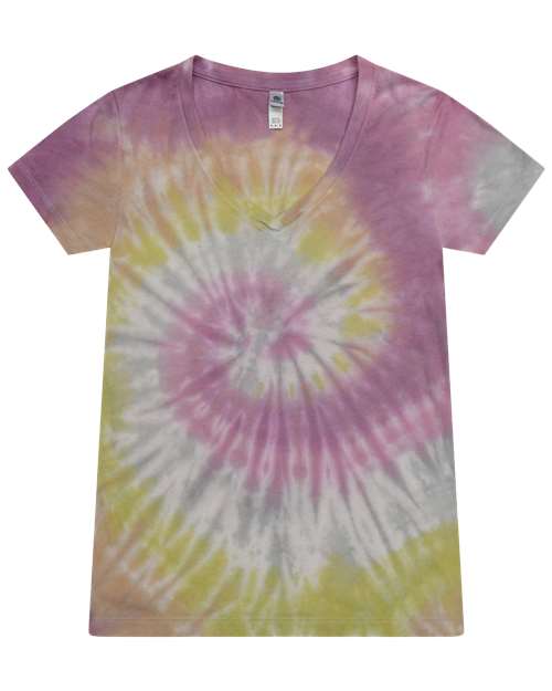Women's Tie-Dyed V-Neck T-Shirt | USA Decoration