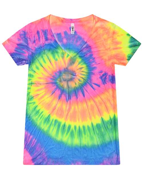 Women's Tie-Dyed V-Neck T-Shirt | USA Decoration