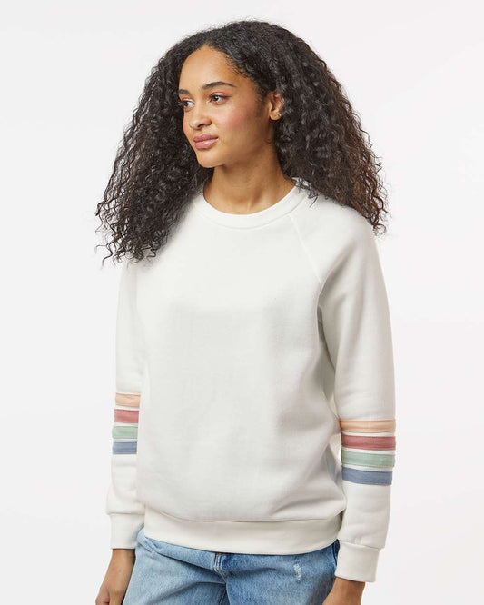 Women's Striped Sleeves Crewneck Sweatshirt | USA Decoration