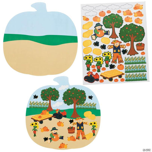 10 1/2" x 10 1/2" Bulk 72 Pc. Fall Pumpkin-Shaped Sticker Scenes