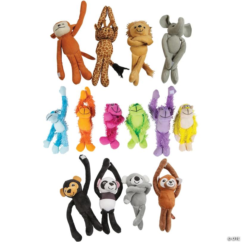 10 1/2" x 11" Bulk 72 Pc. Long Arm Stuffed Zoo Animal Kit