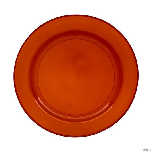 10 1/4" Premium Amber Disposable Plastic Dinner Plates - 25 Pieces | USA Decoration®