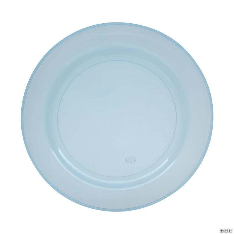 10 1/4" Premium Dusty Blue Disposable Plastic Dinner Plates - 25 Pieces | USA Decoration®
