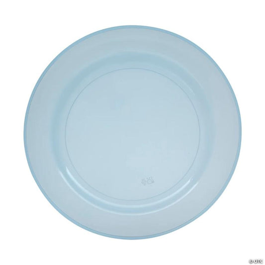 10 1/4" Premium Dusty Blue Disposable Plastic Dinner Plates - 25 Pieces | USA Decoration®