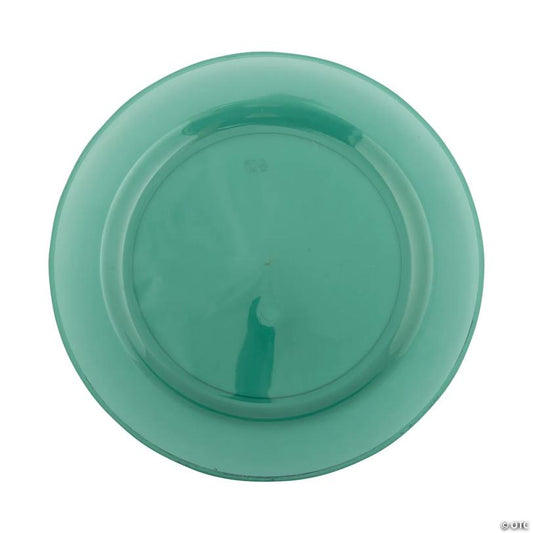 10 1/4" Premium Green Round Disposable Plastic Dinner Plates - 25 Pieces | USA Decoration®