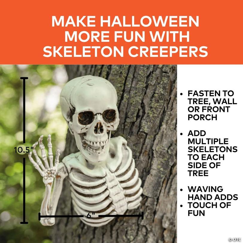 10 3/4" Hanging Waving Outdoor Skeleton Creeper Halloween Decoration