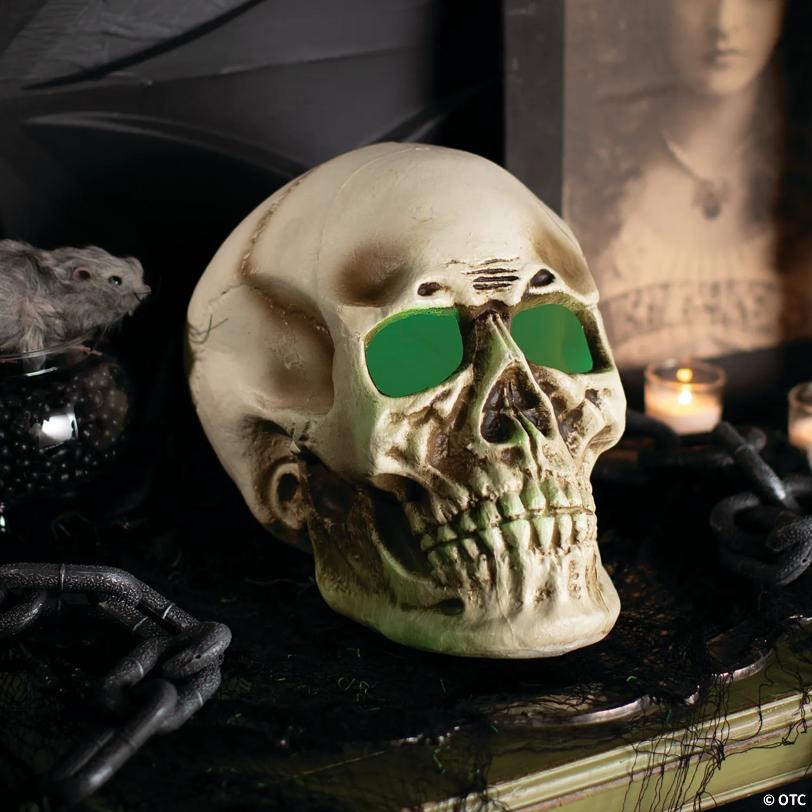 10 3/4" x 12 1/2" Giant Light-Up Skull Plastic Halloween Decoration