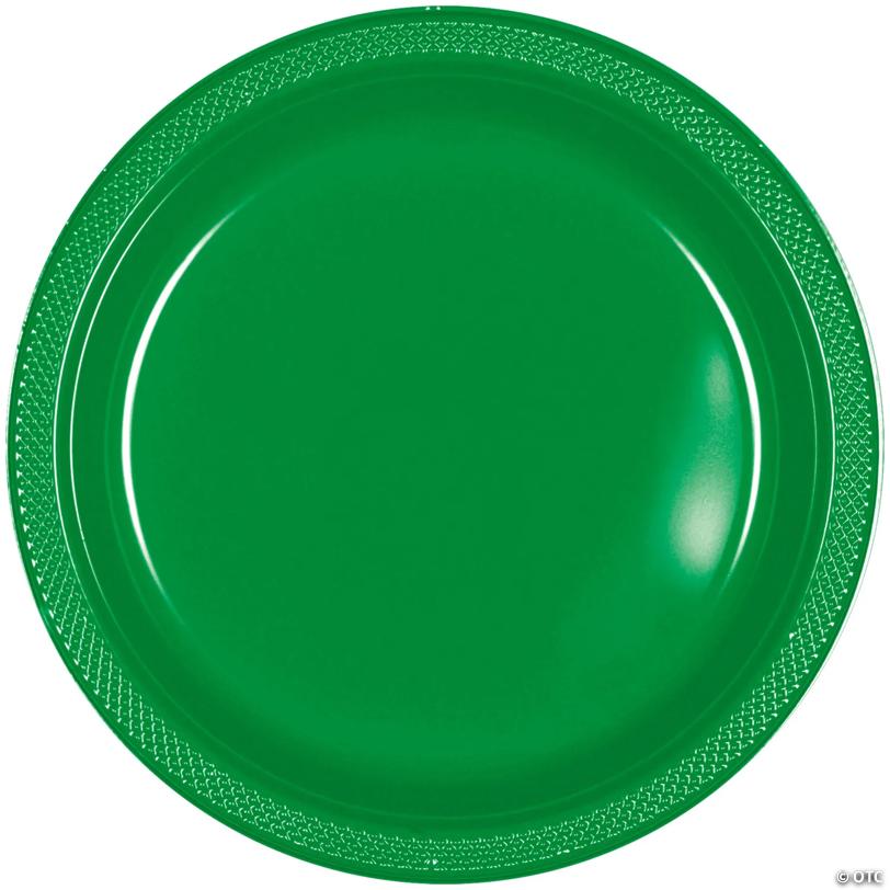 10" Bulk 50 Pieces Green Round Disposable Plastic Dinner Plates | USA Decoration®